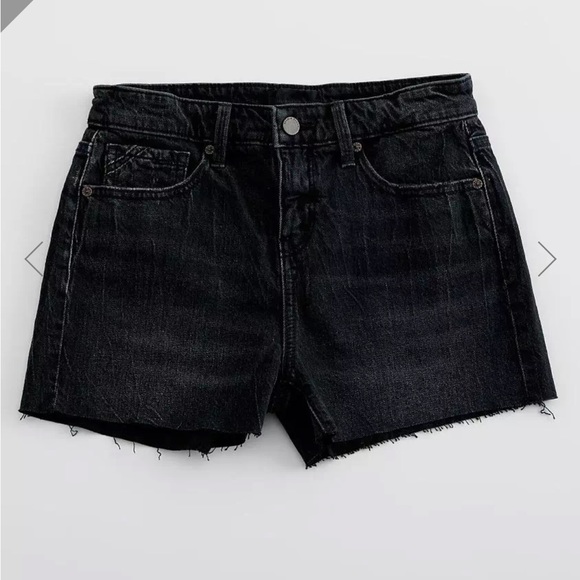 Buckle Black Pants - High Rise Buckle Black Denim Shorts